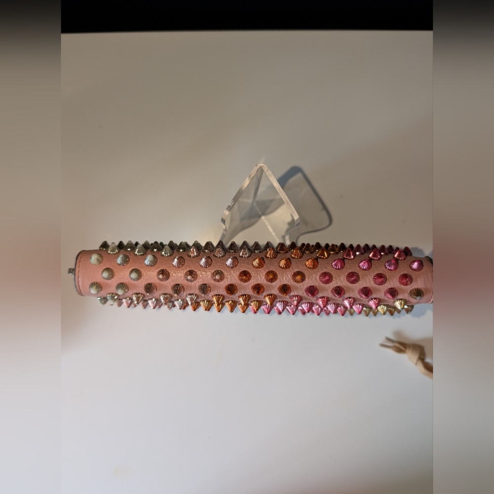Christian Louboutin Panettone Pink Studded Zip Around Wallet - Picture 3 of 12